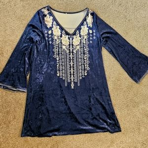 Dark Blue Velvet Dress XL No Brand